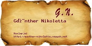 Günther Nikoletta névjegykártya